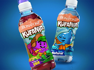 Bonafont Kids (KUFANIA) brand branding character design fun funny kids package packaging water