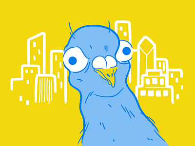 Urban Pigeon animal bird cityscape illustration kps3100 lines pigeon