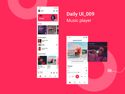 Daily UI 009_Music player 009 daily ui music player ui design uiux user interface