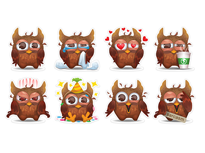 Owl owl stickers vector