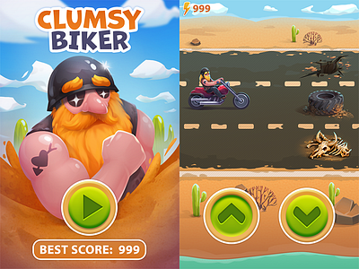 Clumsy Biker biker desert game ui