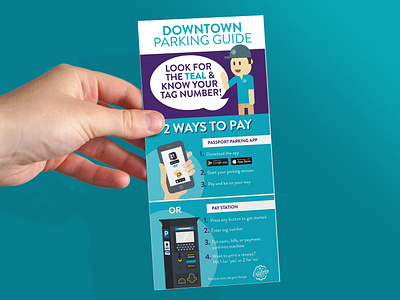 Rack Card Design: Downtown Parking branding collateral design graphic guide illustration layout print rack card