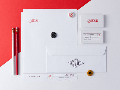 ELC Collateral badge business cards collateral explore identity logo