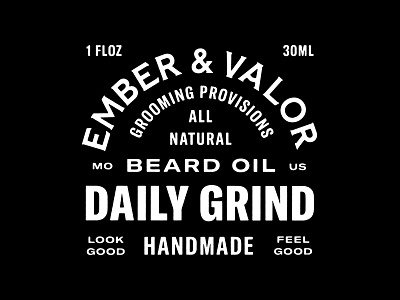 E&V I beard grooming identity label lettering lockup men oil packaging provisions type