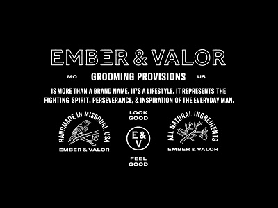 E&V II brand grooming handmade identity illustration logo type