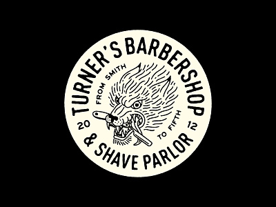 Tuner's I badge badgedesign badges barber barbershop illustraion lettering type wolf