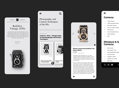 Black And White themed Vintage Article App UI app design black and white graphic design ui ux
