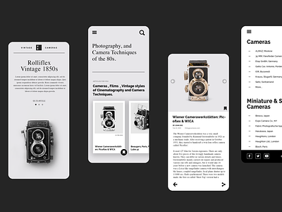Black And White themed Vintage Article  App UI