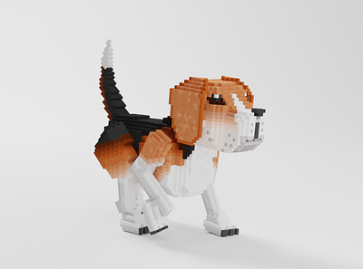 Voxie The Beagle animals beagle dog gamedesign pixel voxel voxelart voxelartist