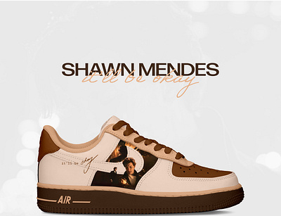 Shawn Mendes: It'll Be Okay (Custom Nike Air Force 1 Design) custom shoe mockup nike nike template product mockup shoe shoe mockup shoe template