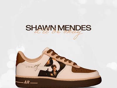 Shawn Mendes: It'll Be Okay (Custom Nike Air Force 1 Design) custom shoe mockup nike nike template product mockup shoe shoe mockup shoe template
