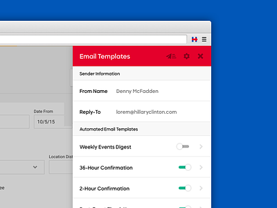 Organizer chrome extension chrome extension desktop election email forms hillary clinton organizing politics toggles