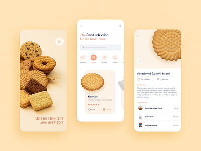 British Biscuit Assortment | Recipe app app design biscuits cookies food app product card recipe app showcase ui ux