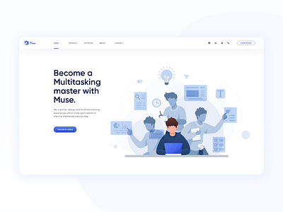 Muse landing page | Multitasking concept agency website clean ui concept drawing illustration landingpage mono color multitasking one page ui ux webdesign