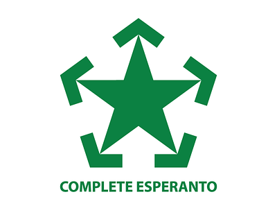 Complete Esperanto Logo arrows education esperanto green languages logo negative space negative space logo pentagon