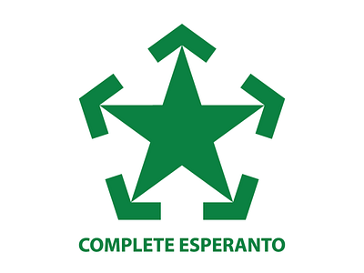 Complete Esperanto Logo arrows education esperanto green languages logo negative space negative space logo pentagon