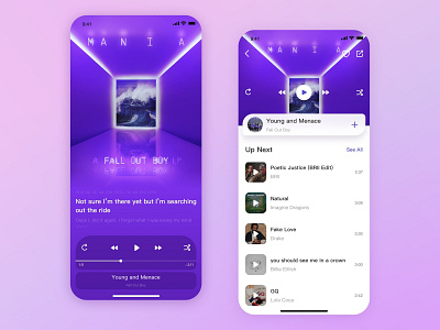 Music Player feed ios music purple uidesign