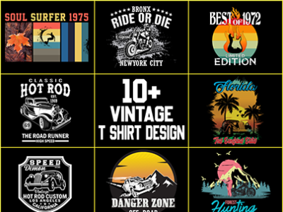 Vintage T-shirt Design Bundle app branding clothingbrand design graphic design illustration jeans typography vector vintage