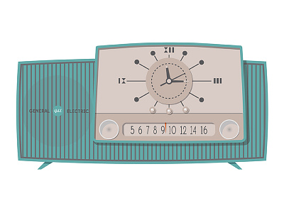 Radio Clock 2 clock illustration mid century radio