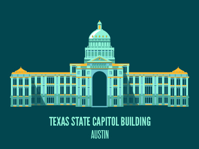 Texas State Capitol building flat sxsw