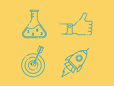 Icons accuracy data science icons illustration rocket thumbs up