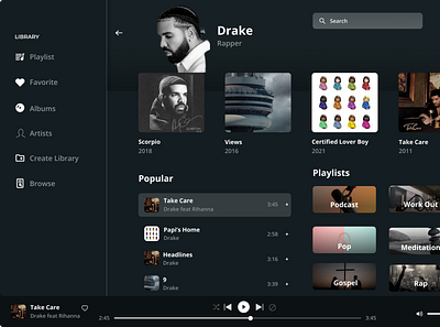 Music Player Desktop App app dashboard design desktop figma ui uiux ux web
