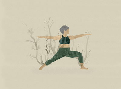 earth warrior pose asana colors design face girl illustration illustrator people planet plants vector woman