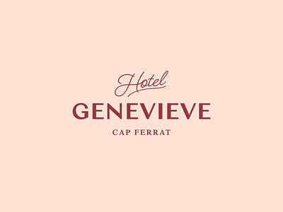 Hotel Genevieve brand identity branding hotel lettering logo peach pink script typography