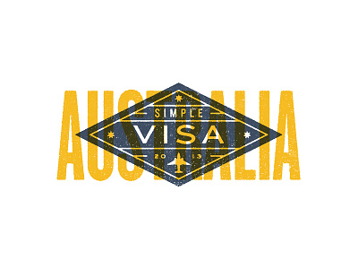 Down Under australia crest diamond monogram passport simple simplevisa stamp stars visa