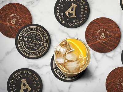 Antidote Coasters bar brand coaster illustration logo seal