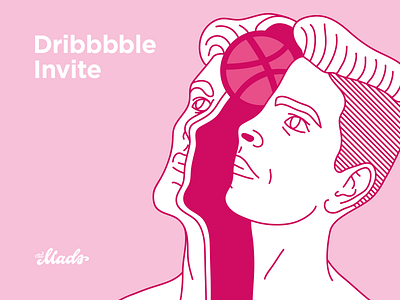 Two dribbble invitation dribbble invite illustration invitation invite moscow office pink studio work