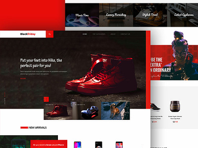 Blackfriday blackred ecommerce products shopping uidesign webdesign website