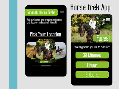 Taranaki Horse Treks app design