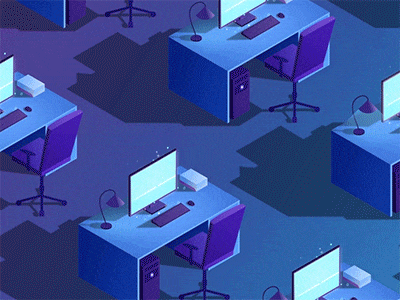 Cyber workspace 2d animation after effects animation cyber data design encrypted data faux 3d illustration isometric isometric illustration mograph motion graphics vector