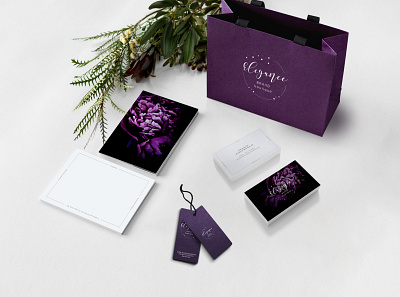 Elegance Identity Shop beauty box branding clothes design illustration logo vector visiting card design