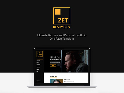 ZET - One Page Resume/Personal Portfolio WordPress Theme creative cv modern one page template personal portfolio portfolio onepage responsive resume wordpress