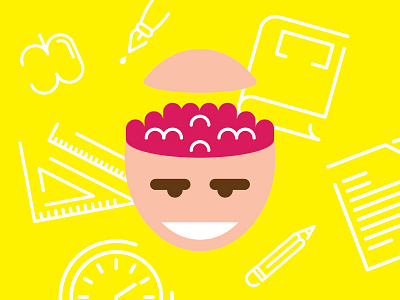 What's in your mind? brain flat icons illustration mind school shot student