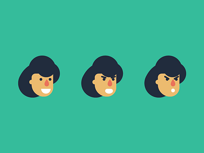 Girl expressions angry expression face flat girl illo illustration woman