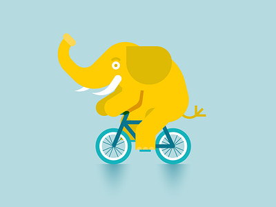 Steph the elephant animal bicycle bike elephant flat illo yellow