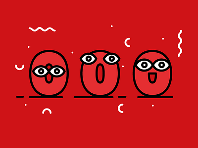 Numbers - Zero character face flat happy illustration mascotte number red web zero