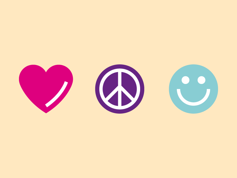 peace love happiness icons