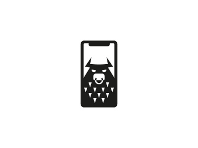 Bull on phone black bull flat icon iphone iphonex logo x
