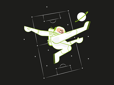 Astro footballer astronaut constellation field football illustration planet player scissor space star