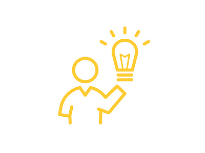 Idea bulb character design holding icon idea inspiration light line man