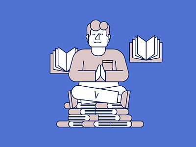 Meditation abc blue book character illustration inspiration knowledge meditation relax think