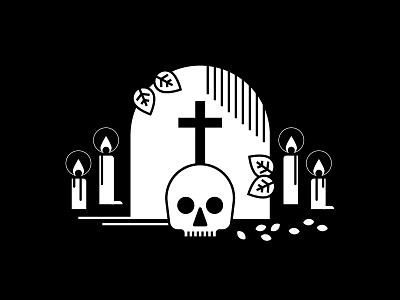 Dark mode cemetery coffin dark flat gore halloween illustration skeleton skull white