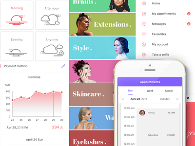 Beauty app ui/ux app dashboard design flat interface materal material ui user ux