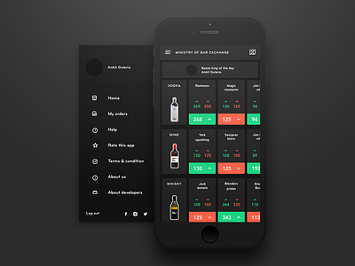 Bar Stock Exchange App android application cards clean dark illustration interface ios minimal shot ui ux