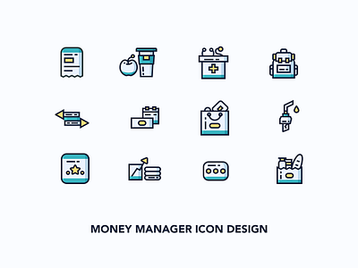 Icons for money manager app app icon design illustration money shot vector