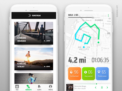 Running Workout Plan App Ui Ux calories clean distance fit gps map music run timer tracking